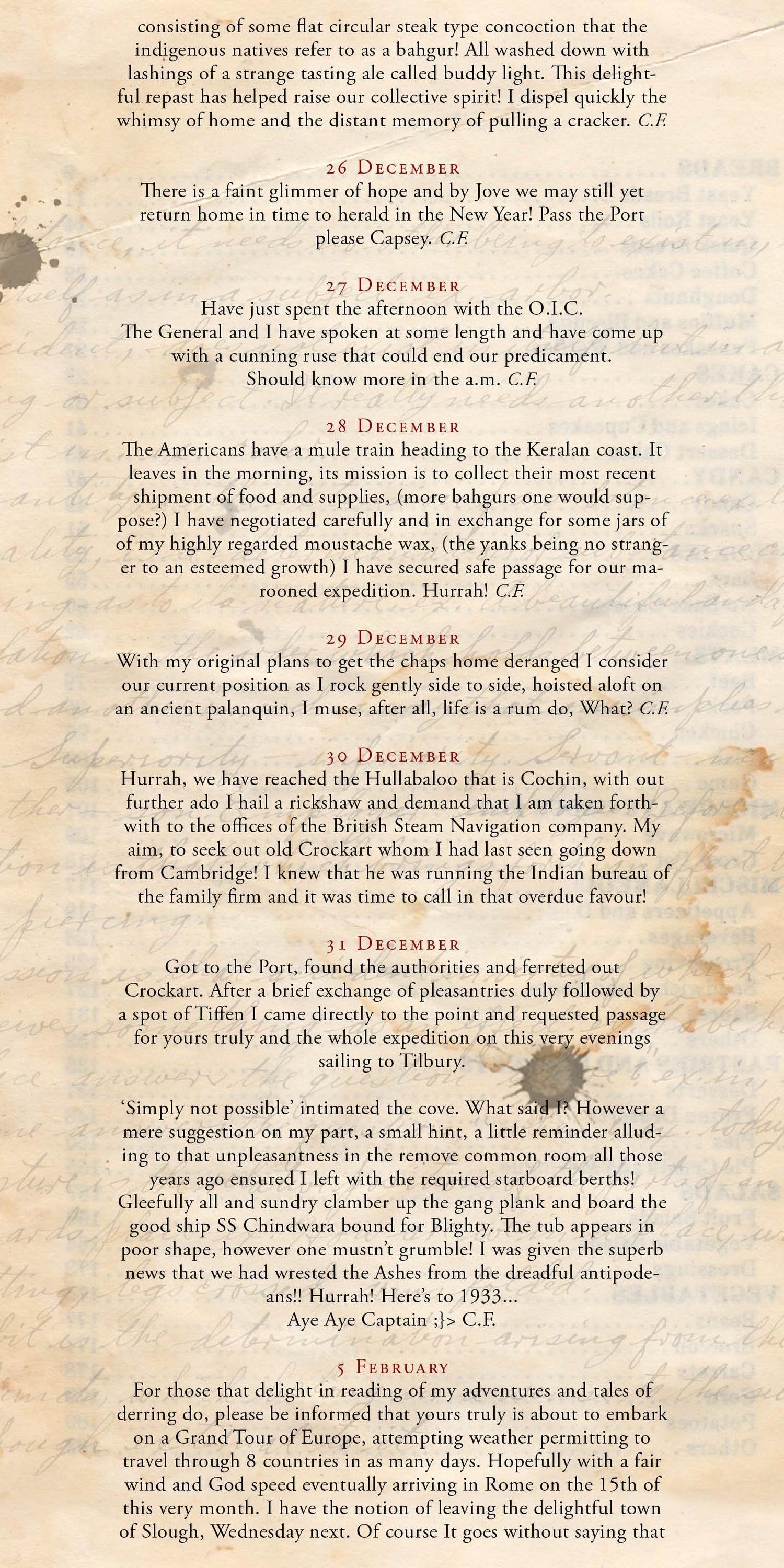 Captain Fawcett's journal