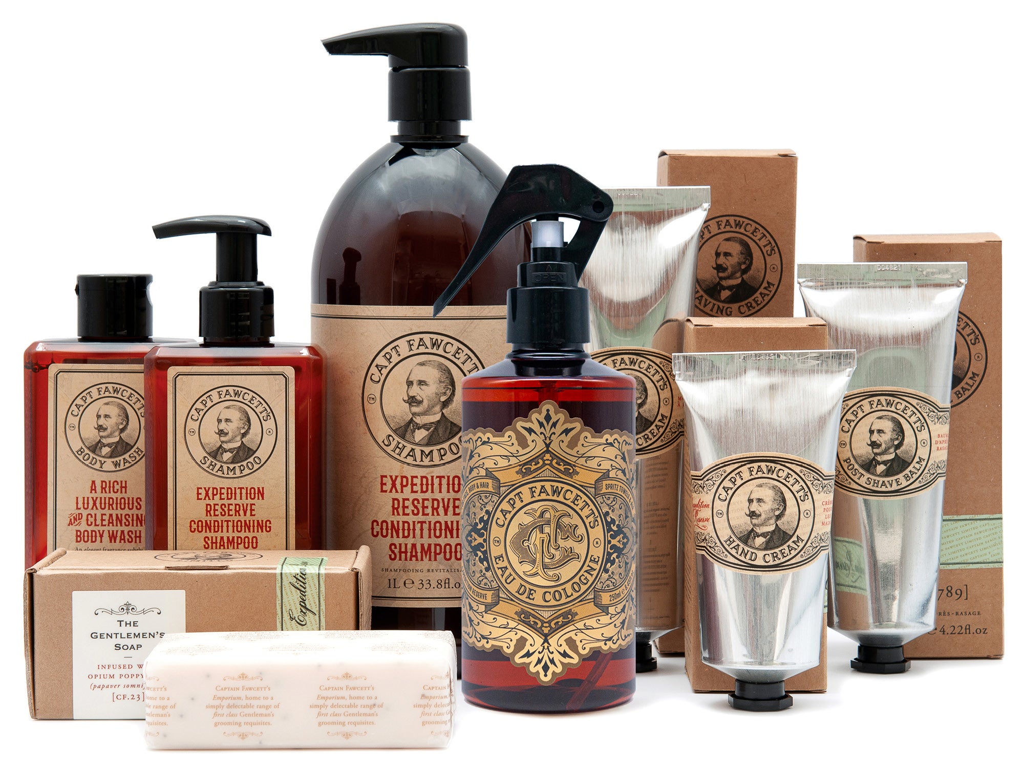 Captain Fawcett's Expedition Reserve range of gentleman's grooming requisites