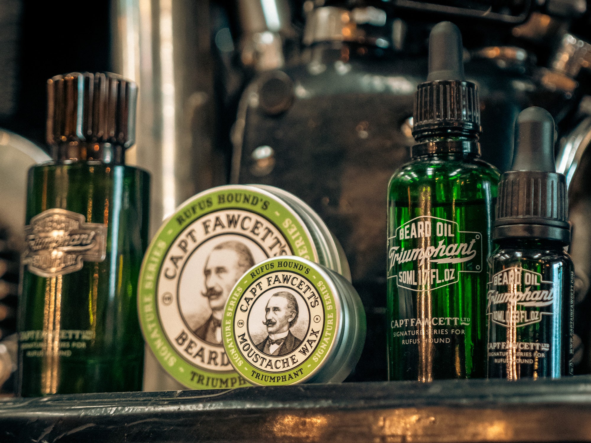 Captain Fawcett's Triumphant men's grooming range with Rufus Hound